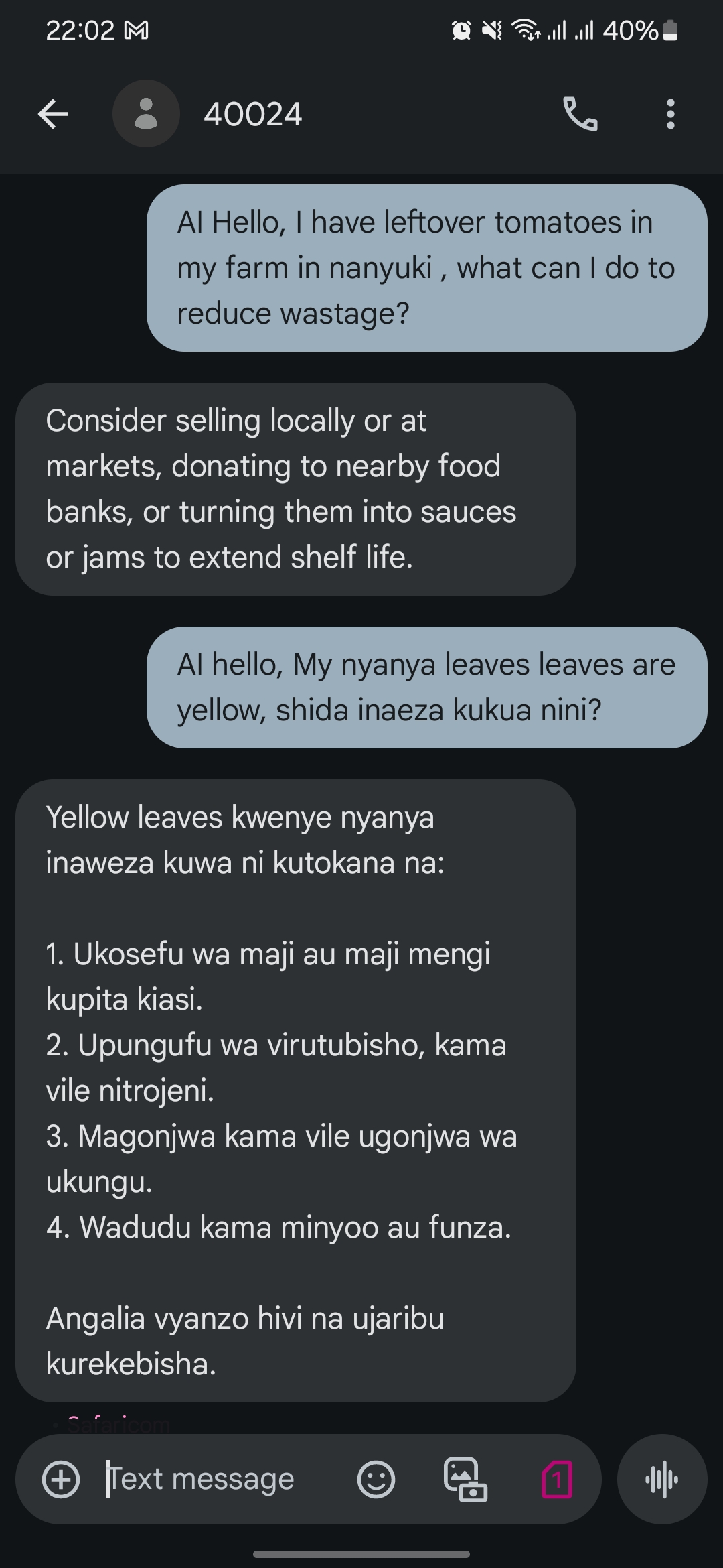 Rural community using SMS AI